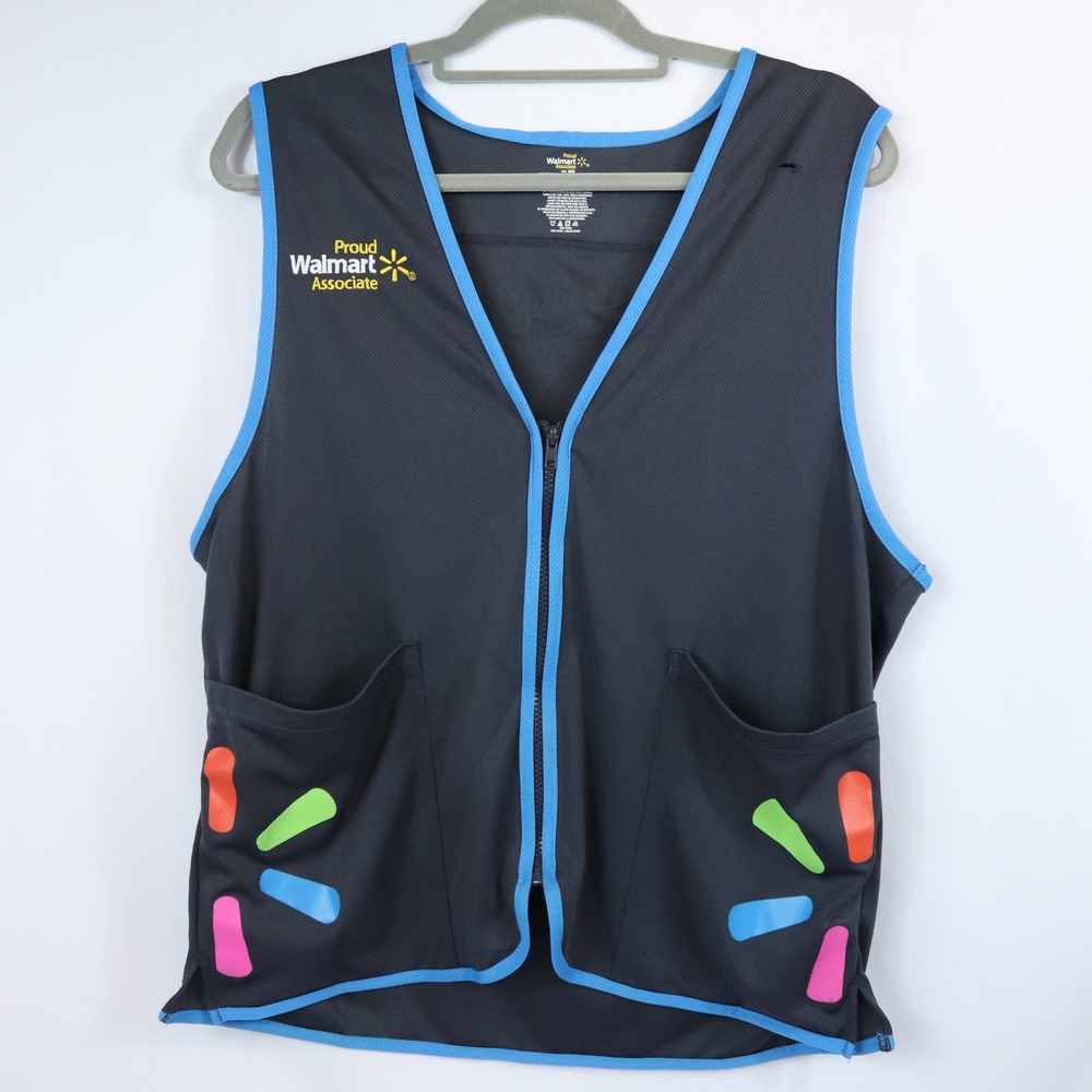 Walmart Proud Associate Unisex Zip Front Vest Blue Trim Uniform Size Medium